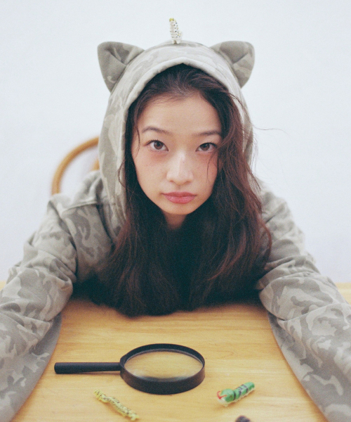 M3OW CAT EAR HOODIE ZIP UP - CAMO