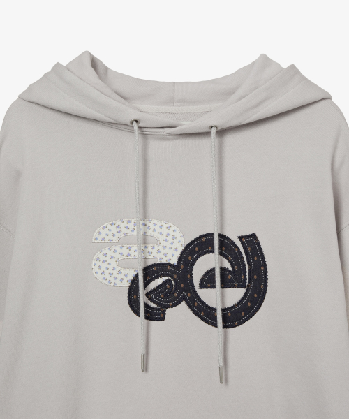 APPLIQUE FLOWER LOGO HOODIE [ASH]