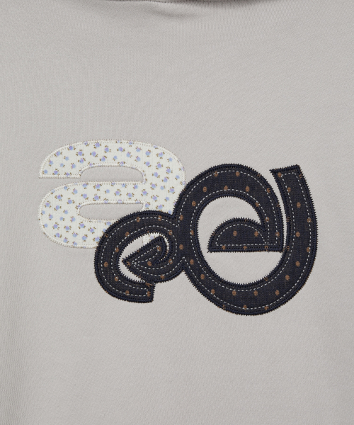APPLIQUE FLOWER LOGO HOODIE [ASH]