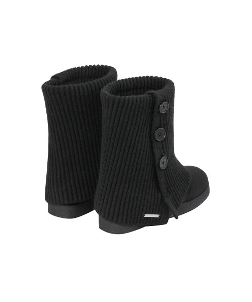 Button knit Warmer Boots BLACK