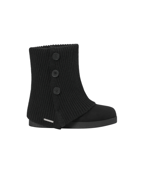 Button knit Warmer Boots BLACK