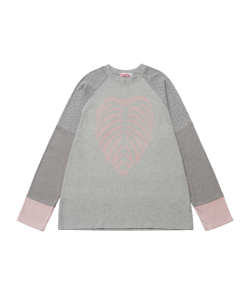 LEAF BONE COLOR BLOCK LONG SLEEVE