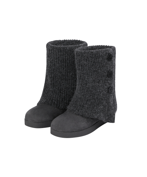 Button knit Warmer Boots CHARCOAL