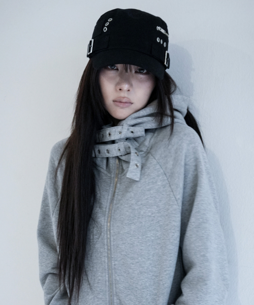 BELTED MILITARY CAP (BLACK) F26ZE411