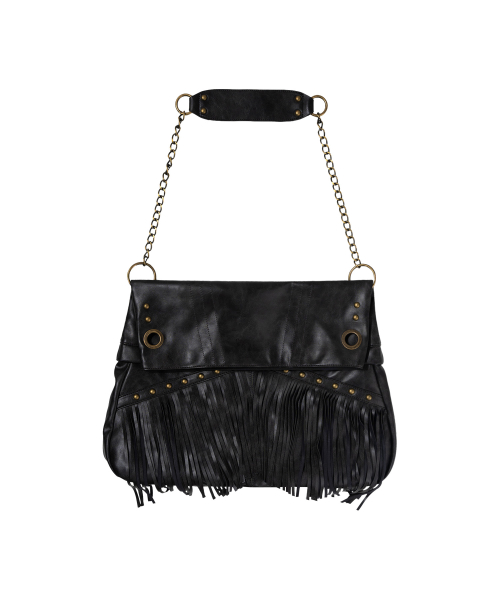 FRINGE FOLDING CHAIN BAG (BLACK) F26ZE406