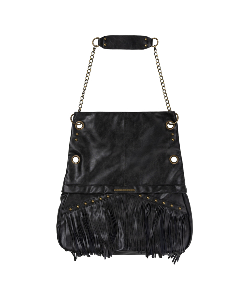 FRINGE FOLDING CHAIN BAG (BLACK) F26ZE406