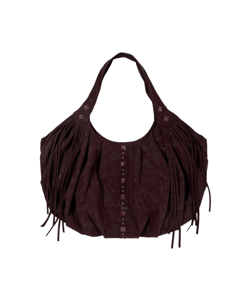 DRAPE FRINGE HOBO BAG (BURGUNDY) F26ZE405