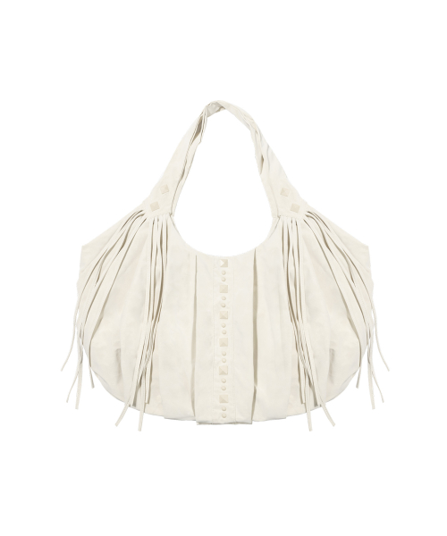 DRAPE FRINGE HOBO BAG (IVORY) F26ZE405