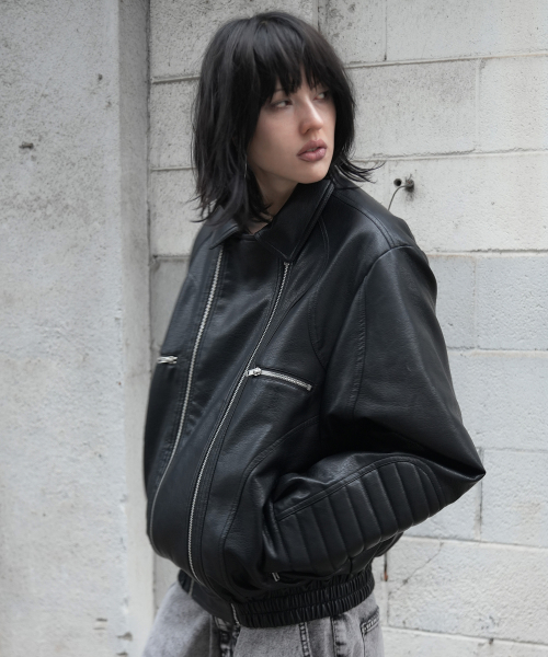 RACER LEATHER JACKET (BLACK) F26ZA507