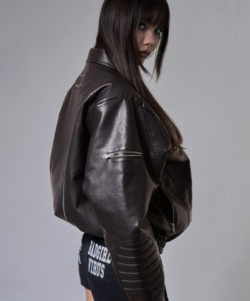 RACER LEATHER JACKET (BROWN) F26ZA507