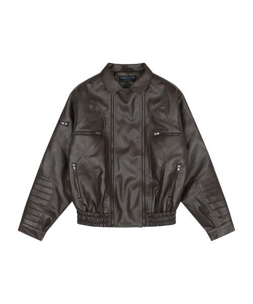 RACER LEATHER JACKET (BROWN) F26ZA507