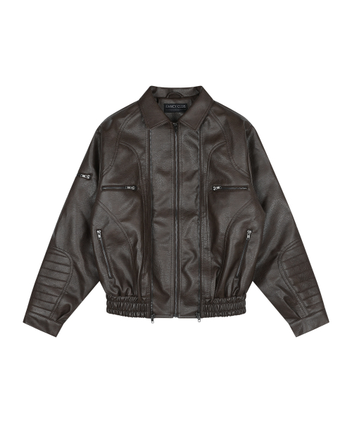 RACER LEATHER JACKET (BROWN) F26ZA507