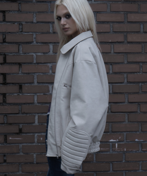 RACER LEATHER JACKET (IVORY) F26ZA507