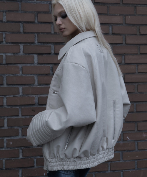 RACER LEATHER JACKET (IVORY) F26ZA507