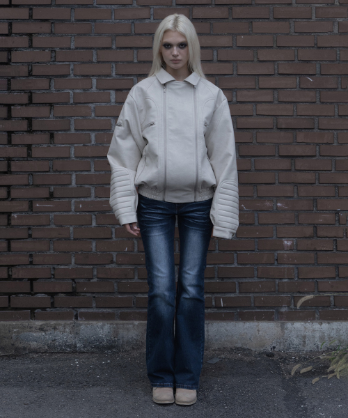 RACER LEATHER JACKET (IVORY) F26ZA507