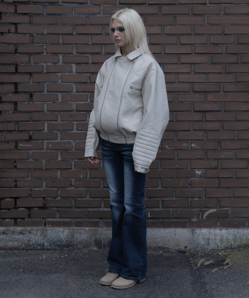 RACER LEATHER JACKET (IVORY) F26ZA507
