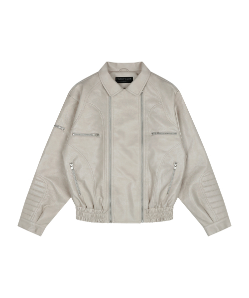 RACER LEATHER JACKET (IVORY) F26ZA507