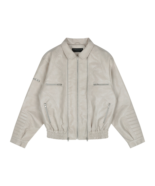 RACER LEATHER JACKET (IVORY) F26ZA507