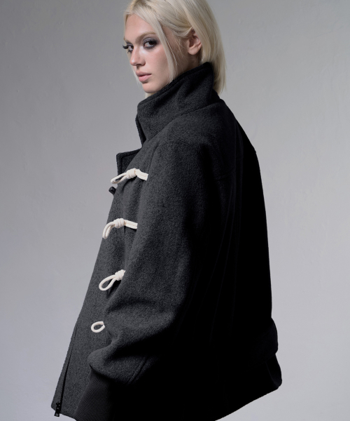 HIGH-NECK TOGGLE HALF COAT (MELANGE GRAY) F26ZA505