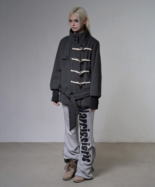 HIGH-NECK TOGGLE HALF COAT (MELANGE GRAY) F26ZA505