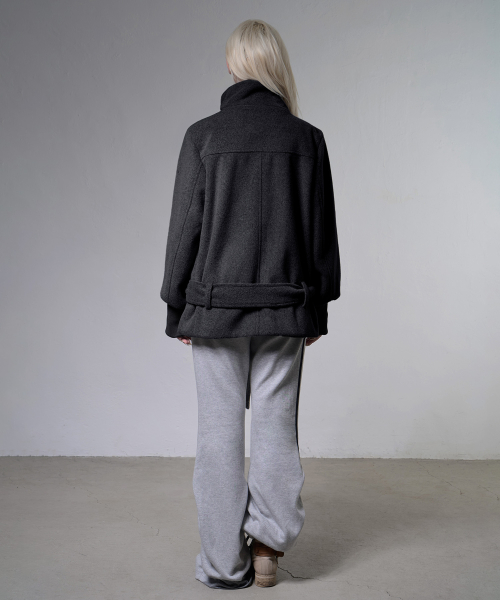 HIGH-NECK TOGGLE HALF COAT (MELANGE GRAY) F26ZA505