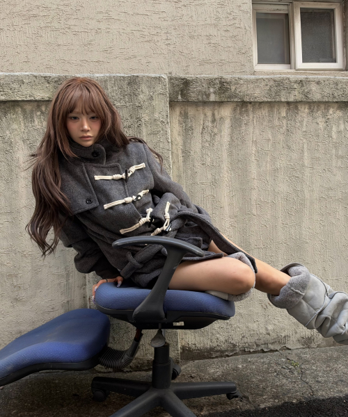 HIGH-NECK TOGGLE HALF COAT (MELANGE GRAY) F26ZA505