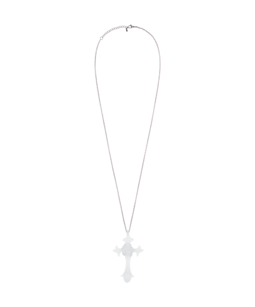 RL ROSE CROSS NECKLACE(WHITE)