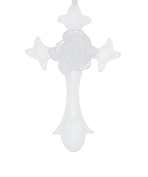 RL ROSE CROSS NECKLACE(WHITE)