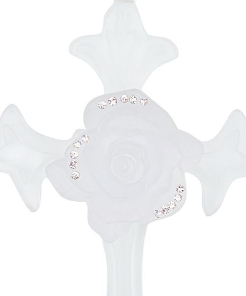 RL ROSE CROSS NECKLACE(WHITE)