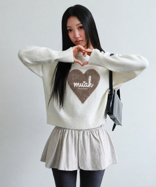 HEART JACQUARD RAGLAN KNIT [IVORY]