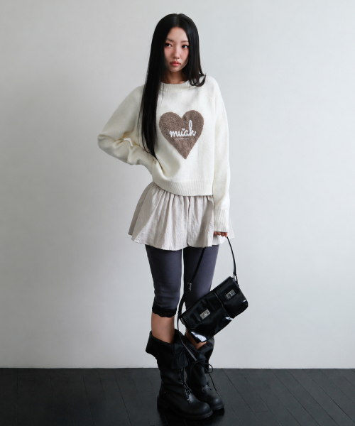 HEART JACQUARD RAGLAN KNIT [IVORY]