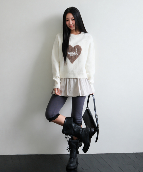 HEART JACQUARD RAGLAN KNIT [IVORY]