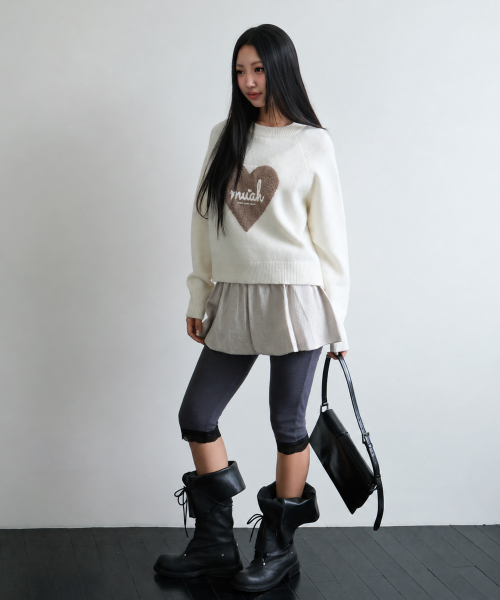 HEART JACQUARD RAGLAN KNIT [IVORY]