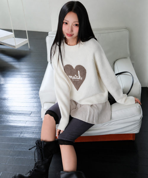 HEART JACQUARD RAGLAN KNIT [IVORY]