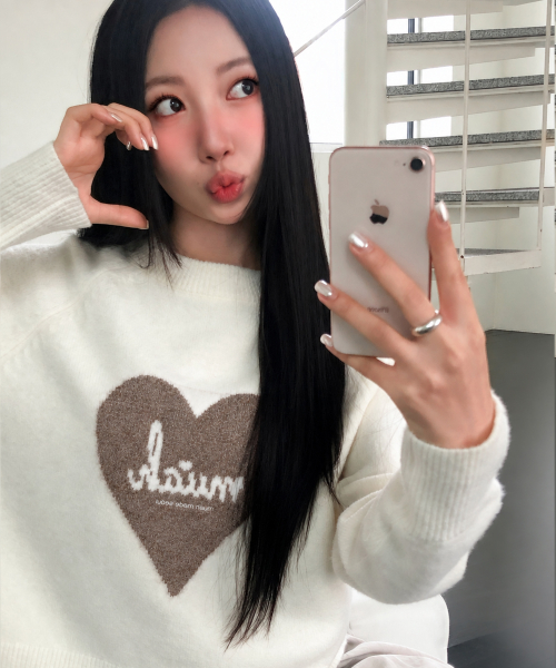 HEART JACQUARD RAGLAN KNIT [IVORY]