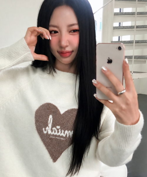 HEART JACQUARD RAGLAN KNIT [IVORY]