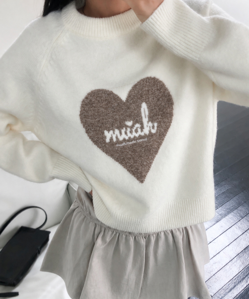 HEART JACQUARD RAGLAN KNIT [IVORY]