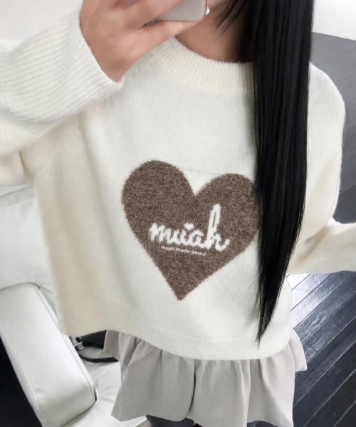 HEART JACQUARD RAGLAN KNIT [IVORY]