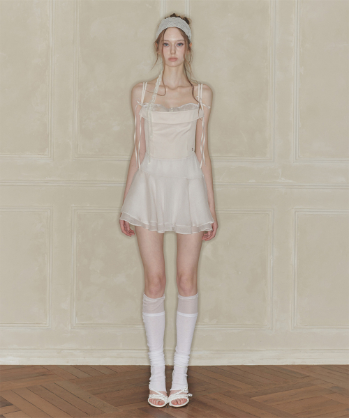 HEART RIBBON DRESS cream