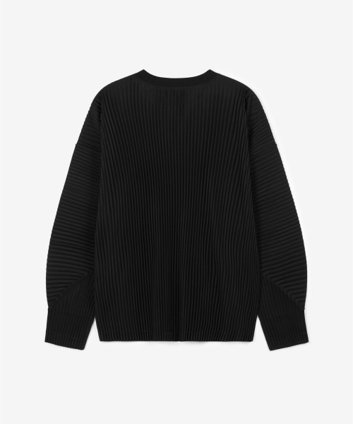 Yoyogi Pleats Crew Neck T-Shirt (Black) TNTS6F104BK