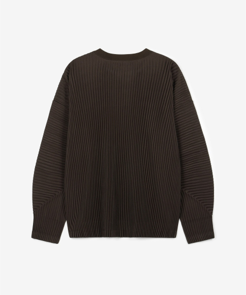 Yoyogi Pleats Crew Neck T-Shirt (Brown) TNTS6F104W2