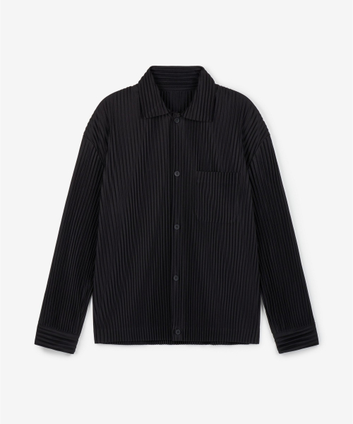 Yoyogi Pleats Overshirt (Black) TNSH6F107BK