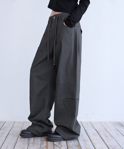 String Cargo Chino Pants, CHARCOAL