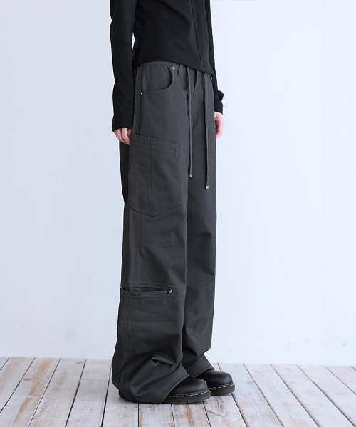 String Cargo Chino Pants, CHARCOAL