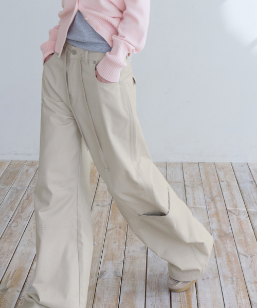 String Cargo Chino Pants, BEIGE