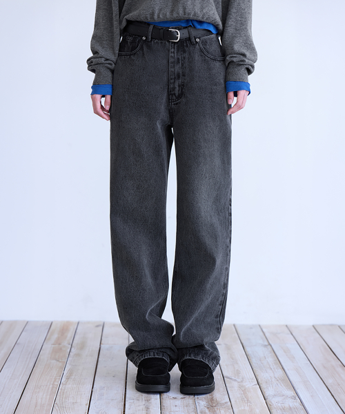 Essential Straight Jeans, CHARCOAL GREY