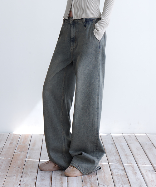 Low-Rise Wide Jeans, KHAKI BLUE