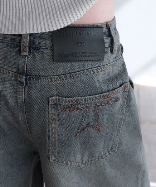 Low-Rise Wide Jeans, KHAKI BLUE