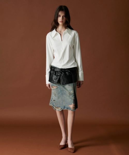 Paint Denim Skirt