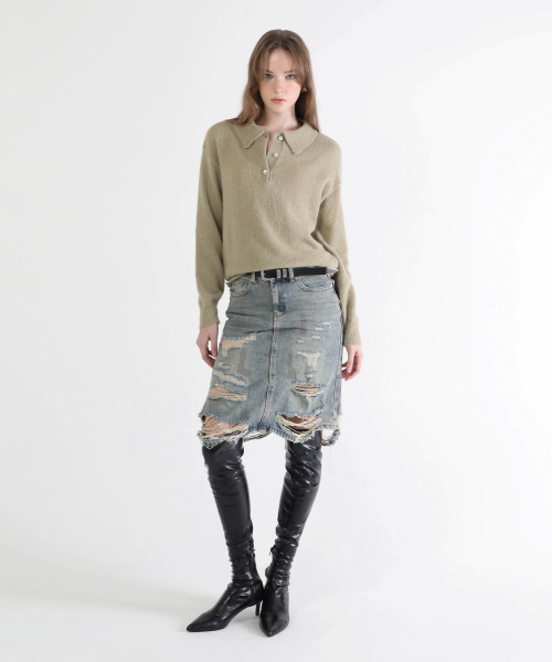 Paint Denim Skirt